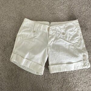 White Cuffed Shorts | Women’s Size 26/4 | Tailored Button Detail Summer